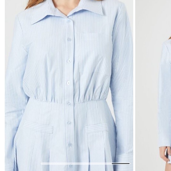 NWOT Pleated Pinstriped Poplin Mini Dress Size M - Picture 4 of 10